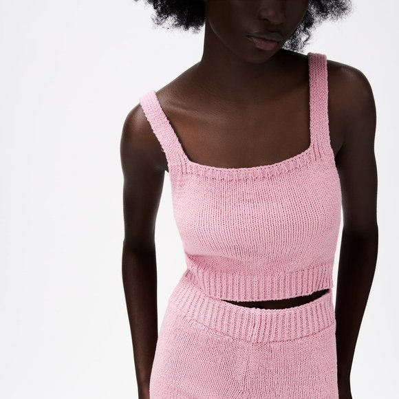 Pink knit crop top - Picture 1 of 6